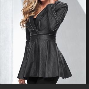 Venus Faux Leather Flare Jacket W Chain Detail